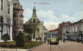 Pécs Irgalmasok utcája villamossal, Divald és Monostory