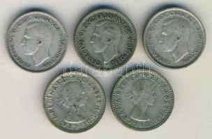 Ausztrália 1943-1958. Sixpence Ag (5x) klf évszámokkal! T:vegyes