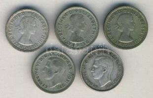 Ausztrália 1942-1959. Sixpence Ag (5x) klf évszámokkal! T:vegyes