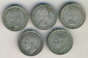 Ausztrália 1945-1957. Sixpence Ag (5x) klf évszámokkal! T:vegyes