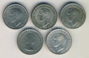 Ausztrália 1944-1954. 1Sh Ag (5x) klf évszámokkal! T:vegyes