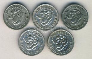 Ausztrália 1946-1958. 1Sh Ag (5x) klf évszámokkal! T:vegyes