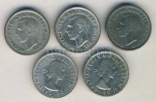 Ausztrália 1946-1958. 1Sh Ag (5x) klf évszámokkal! T:vegyes