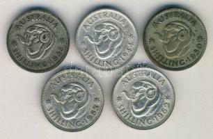 Ausztrália 1938-1963. 1Sh Ag (5x) klf évszámokkal! T:vegyes
