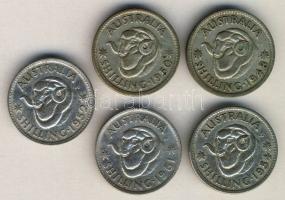 Ausztrália 1948-1961. 1Sh Ag (5x) klf évszámokkal! T:vegyes