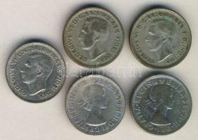 Ausztrália 1948-1961. 1Sh Ag (5x) klf évszámokkal! T:vegyes