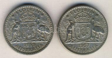Ausztrália 1957-59. 1Fl Ag (2x) T:2-/3 ph.