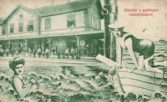 Gyékényes Vasútállomás és fürdőző hölgyek (EB)