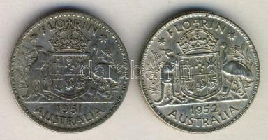 Ausztrália 1951-52. 1Fl Ag (2x) T:2,3 ph.