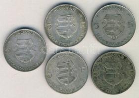 1947. 5Ft Ag (5x) "Kossuth" T:2-,3 ph.