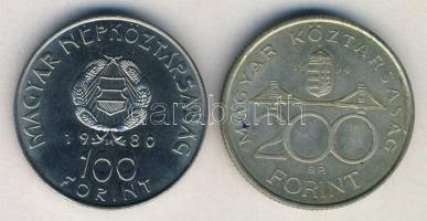 1980. 100Ft "Szovjet-magyar közös űrrepülés" T:BU + 1994. 200Ft Ag "Deák" T:2-