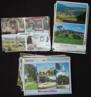 100 db színes modern magyar városképes lap, főleg kis falvak és városok / 100 Hungarian town-view cards