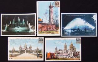 17 db Párizs Gyarmati Kiállítás 1931 és egy képeslap Doumer francia elnökről