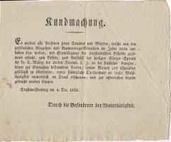 Hirdetmény német nyelven, újévi és névnapi ünnepélyek bejelentési kötelezettségéről, Székesfehérvár, 1933 dec. 4