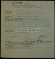 1944 Balkáni harctéri hőstettért matróznak horvát ezüst bátorsági érdemérmet adományozó okirat  Joac...