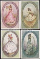 Alt-Wien, 4 db elegáns hölgyeket ábrázoló művészlap