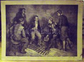 Zsilla Győző: Illegális szeminárium, monotípia-karton, jelzett 65x45 cm