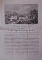 1873 Balatonfüredi szeretetház adománykérő nyomtatvány, nagyalakú fametszettel 2 levél