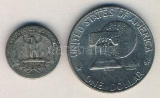 USA 1943D. 1/4$ Ag "Washington" T:3 + 1976. 1$ "Bicentennial" T:2/2-
