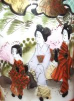 XIX. sz. vége Rendkívűl finom, kézzel festett kínai porcelán teáskészlet 2 személyes / Vintage delic...