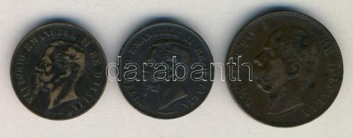 Olaszország 1862. 5c "Viktor Emanuel" (2x) + 1893. 10c "I. Umberto" T:3+,3
