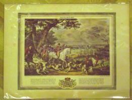 Régi vadászjelenetet ábrázoló metszetről készült nyomat / Hunter-picture print 52x42 cm
