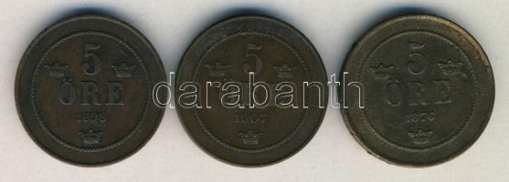 Svédország 1876. 5Ö + 1898. 5Ö + 1907. 5Ö T:3,3-