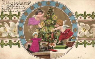Christmas Emb. litho silk card (Rb)