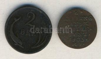 Dánia 1805. 2 Skilling + 1874. 2Ö T:3