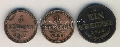 Ausztria 1816A 1Kr + 1851A 1Kr (2x) T:2-,3