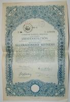 1912. A Magyar Korona Országai Járadékkölcsön államadóssági kötvénye 100K-ról.