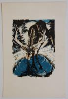 cca 1950 Ivó szarvas, könyomat-papír, 14x28 cm