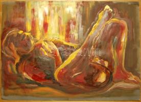 B.R. jelzéssel: Akt papír-olaj, jelzett, 70x50 cm