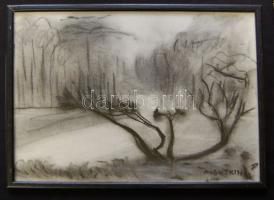 A. Gutkin jelzéssel: Kopár táj, szén-papír, jelzett, keretben
