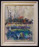 Ismeretlen jelzéssel: olaj-farost, jelzett, keretben  27x34 cm