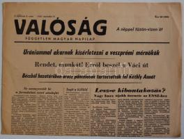 A Valóság c. lap 1956 november 3.-i száma a forradalom híreivel