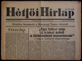 A Hétfői Hírlap 1956 október 29.-i száma a forradalom híreivel