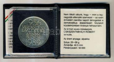 1989. "1956-1989 Vértanúink emlékére" MDF alpakka emlékérem T:BU eredeti csomagolásban, ta...