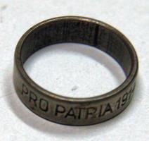 "Pro Patria 1914" vésetű vasgyűrű T:2