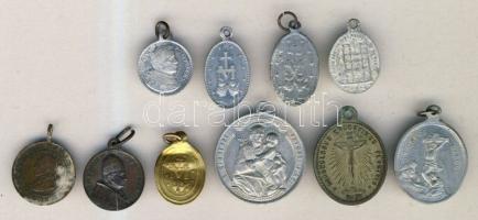 7db vallásos függőmedál + 3db függőmedál: XIII.Leó pápa, X. Piusz pápa, XI. Piusz pápa arcképével T:...