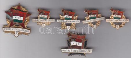 1957. KISZ / Ifjúság a Szocializmusért teljes 6db-os jelvénysorozata T:2