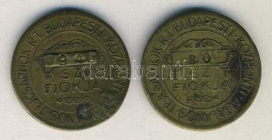 ~1940 Budapesti Központi Általános Tejcsarnok R.t. 40f + 50f üvegjegye (40f átütve!) T:2-