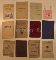 25 db vegyes igazolvány: érdekes tagsági könyvek, munkakönyvek,  bizonyítványok, stb