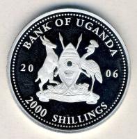 Uganda 2006. 2000Sh Ag "Futball hírességei - Puskás Ferenc" T:PP tanúsítvánnyal! HUNGARIKA