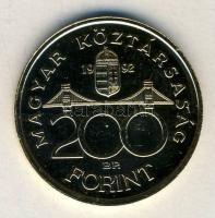 1992. 200Ft Ag aranyozva "MNB" tanúsítvánnyal T:1- apró ph.