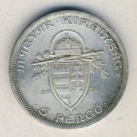 1938. 5P Ag "Szent István" T:2- ph.