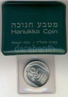 Izrael 1974. 10L Ag "Hanukkah" T:P Eredeti bőrtokban és tanúsítvánnyal!