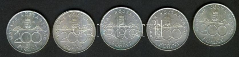 1993-94. 200Ft Ag "MNB" , "Deák" (5x) T:2-