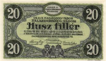 Zalaegerszeg/hadifogolytábor 1916. augusztus 15. 20f T:I