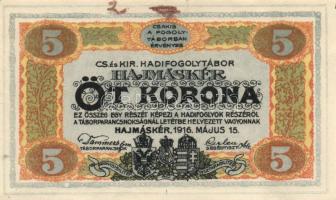 Hajmáskér/hadifogolytábor 1916. május 15. 5K T:I-